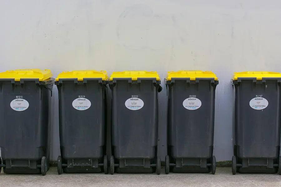 trash bins lined up.